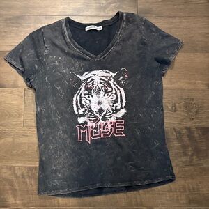 Muse Kids Distressed Tiger Tee - Black and Pink